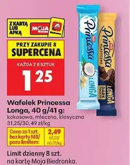 Biedronka Wafelek Princessa Longa 40 g-41 g oferta
