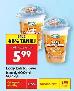 Biedronka Lody koktajlowe Koral, 400 ml oferta
