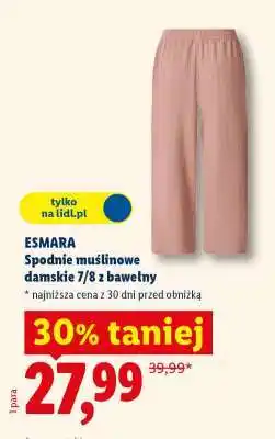 Lidl ESMARA Spodnie muślinowe damskie 7/8 z bawełny oferta