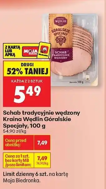 Biedronka Schab tradycyjnie wędzony Kraina Wędlin Góralskie Specjały, 100 g oferta