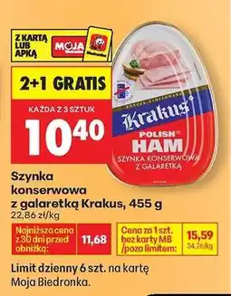 Biedronka Szynka konserwowa z galaretką Krakus 455 g oferta