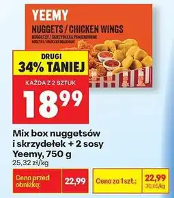 Biedronka Mix box nuggetsów i skrzydełek + 2 sosy Yeemy, 750 g oferta