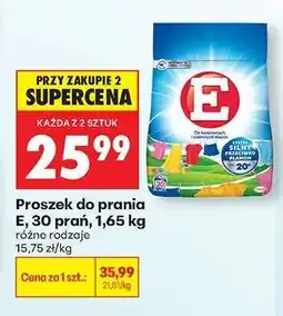Biedronka Proszek do prania E, 30 prań, 1,65 kg oferta
