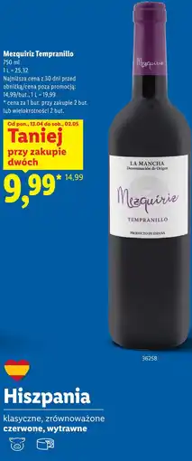 Lidl Mezquiriz Tempranillo oferta