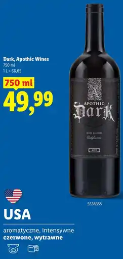 Lidl Dark, Apothic Wines oferta