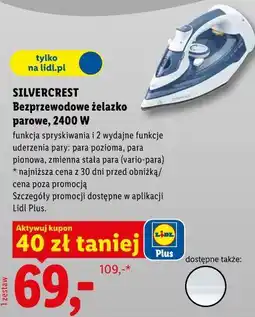 Lidl SILVERCREST Bezprzewodowe żelazko parowe, 2400 W oferta