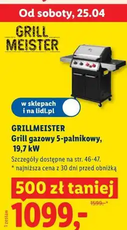 Lidl GRILLMEISTER Grill gazowy 5-palnikowy, 19,7 kW oferta