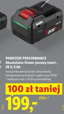 Lidl PARKSIDE PERFORMANCE Akumulator litowo-jonowy smart, 20 V, 8 Ah oferta