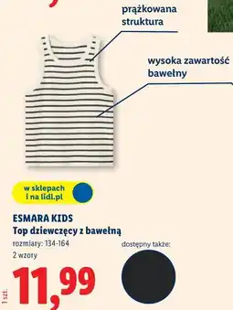 Lidl Esmara Kids Top dziewczęcy z bawełną oferta