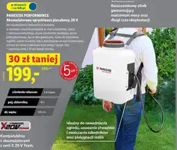 Lidl Akumulatorowy opryskiwacz plecakowy, 20 V PARKSIDE PERFORMANCE oferta