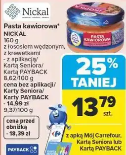 Carrefour Market Pasta kawiorowa NICKAL 160 g z łososiem wędzonym, z krewetkami oferta