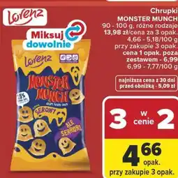 Carrefour Market Chrupki MONSTER MUNCH 90 - 100 g, różne rodzaje oferta