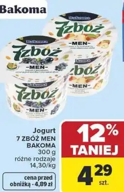 Carrefour Market Jogurt 7 ZBÓŻ MEN BAKOMA 300 g różne rodzaje oferta