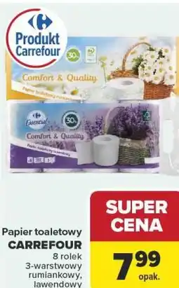 Carrefour Market Papier toaletowy CARREFOUR 8 rolek 3-warstwowy rumiankowy, lawendowy oferta