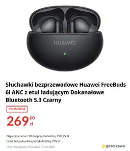 RTV EURO AGD Słuchawki bezprzewodowe Huawei FreeBuds 6i ANC z etui ładującym Dokanałowe Bluetooth 5.3 Czarny oferta