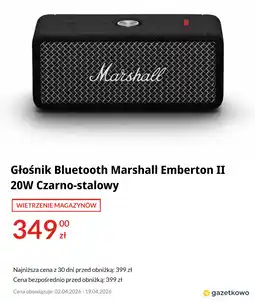 RTV EURO AGD Głośnik Bluetooth Marshall Emberton II 20W Czarno-stalowy oferta
