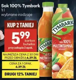 Delikatesy Centrum Sok 100% Tymbark 1 l wybrane rodzaje oferta