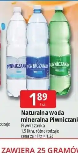 E.Leclerc Naturalna woda mineralna Piwniczanka 1,5 litra, różne rodzaje oferta