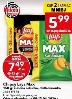 Lewiatan Chipsy Lays Max 150 g: zielona cebulka, chilli-limonka oferta