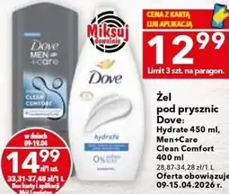 Lewiatan Żel pod prysznic Dove: Hydrate 450 ml, Men+Care Clean Comfort 400 ml oferta