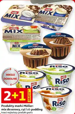 Auchan Produkty marki Müller: mix deserowy, ryż lub pudding trzeci najtańszy produkt gratis oferta