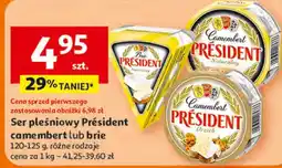 Auchan Ser pleśniowy Président camembert lub brie 120-125 g, różne rodzaje oferta
