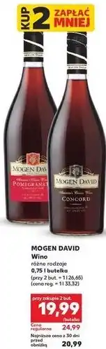 Kaufland MOGEN DAVID Wino różne rodzaje 0,75 l butelka oferta