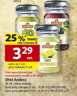 Auchan Shot Andros 55 ml, różne rodzaje, cena przy zakupie 1 szt. - 4.39 zł (7.98 zł/100 ml) oferta