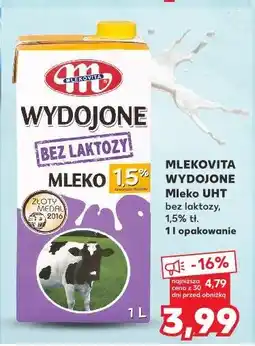 Kaufland MLEKOVITA WYDOJONE Mleko UHT bez laktozy 1,5% tł oferta