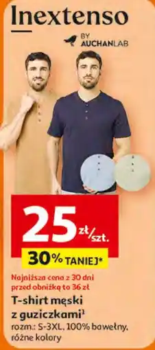 Auchan T-shirt męski z guziczkami Inextenso oferta
