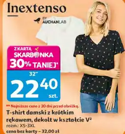 Auchan T-shirt damski z krótkim rękawem, dekolt w kształcie V Inextenso oferta