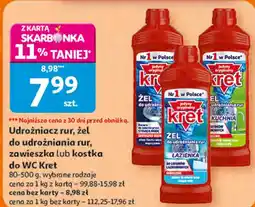 Auchan Udrożniacz rur, żel do udrożniania rur, zawieszka lub kostka do WC Kret oferta