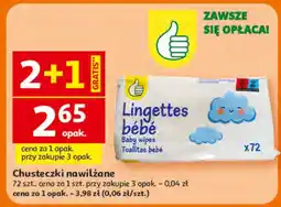 Auchan Chusteczki nawilżane Lingettes bébé 72 szt oferta