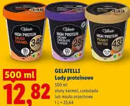 Lidl Lody proteinowe słony karmel, czekolada lub masło orzechowe GELATELLI oferta