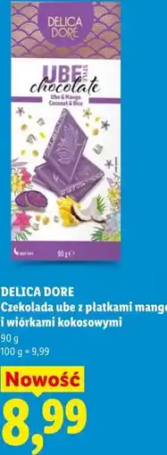 Lidl DELICA DORE Czekolada ube z płatkami mango i wiórkami kokosowymi oferta