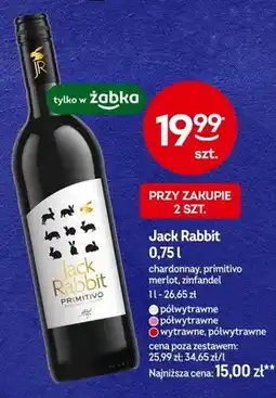 Żabka Wino Jack Rabbit chardonnay, primitivo merlot, zinfandel półwytrawne, wytrawne oferta