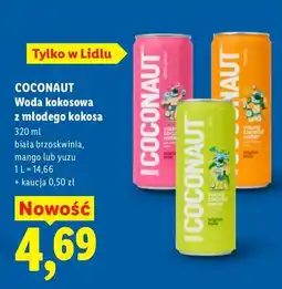 Lidl Woda kokosowa z młodego kokosa biała brzoskwinia, mango lub yuzu oferta
