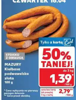 Kaufland MAZURY Kiełbasa podwawelska złota 100 g oferta