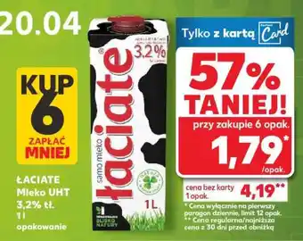Kaufland ŁACIATE Mleko UHT 3,2% tł. 1l opakowanie oferta