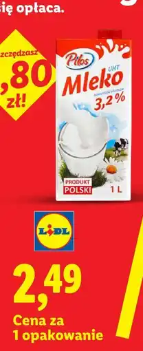 Lidl Mleko UHT 3,2%, 1 l Pilos oferta