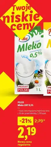 Lidl Mleko UHT 0,5% Pilos oferta