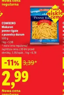 Lidl Makaron penne rigate z pszenicy durum oferta