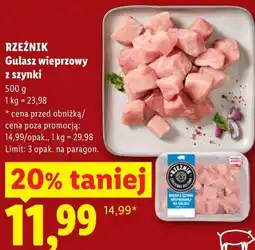Lidl RZEŹNIK Gulasz wieprzowy z szynki oferta