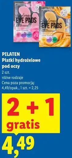 Lidl PILATEN Płatki hydrożelowe pod oczy oferta