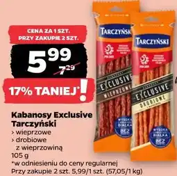 Netto Kabanosy Exclusive Tarczyński wieprzowe, drobiowe z wieprzowiną oferta