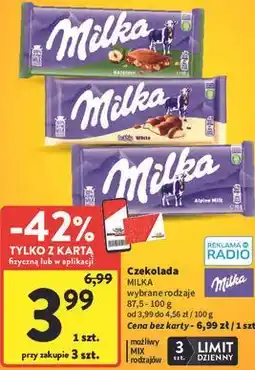 Intermarche Czekolada MILKA wybrane rodzaje oferta