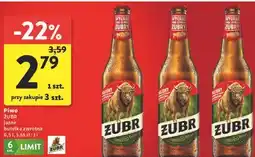 Intermarche Piwo ŻUBR jasne butelka zwrotna oferta