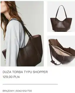 ZARA ZARA DUŻA TORBA TYPU SHOPPER BRĄZOWY oferta