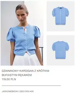 ZARA DZIANINOWY KARDIGAN Z KRÓTKIM BUFIASTYM RĘKAWEM oferta