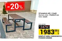 Merkury Market Komplet mebli ogrodowych picknick grande w komplecie stół + 2 ławki oferta